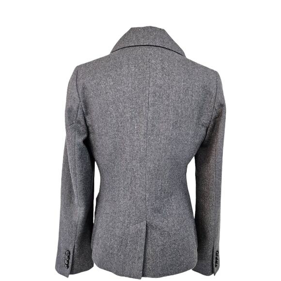 Talbots Kate Fit Wool Blazer Jacket grey pleated ruffel accents 4 - Picture 3 of 15